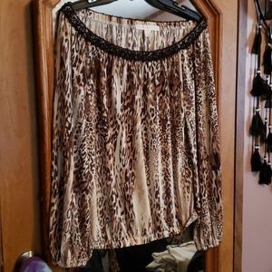 Boston proper Leopard Off Shoulder Balloon Sleeve